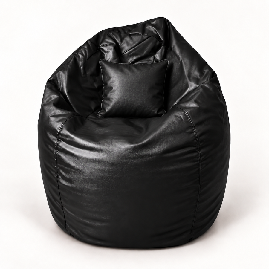 Referencia digital de puf negro con cojín liso de regalo de 25 por 25 cm