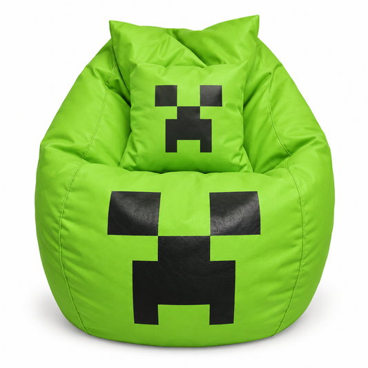 Puf XL temático Minecraft con cojín estampado