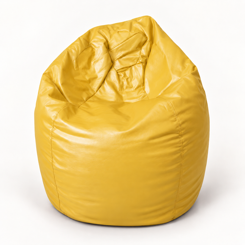 Puf pera XL de ecocuero Amarillo Crisaldo