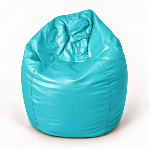 Puf pera XL de ecocuero Turquesa Crisaldo