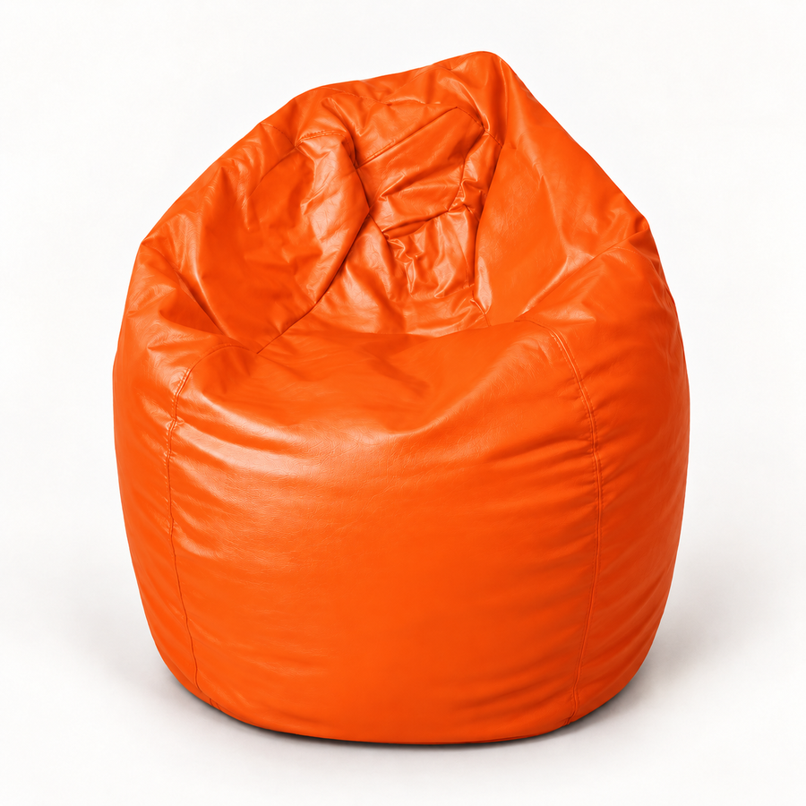 Puf pera XL de ecocuero naranja Crisaldo