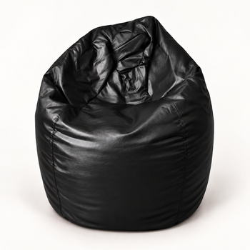 Puf pera XL de ecocuero negro Crisaldo