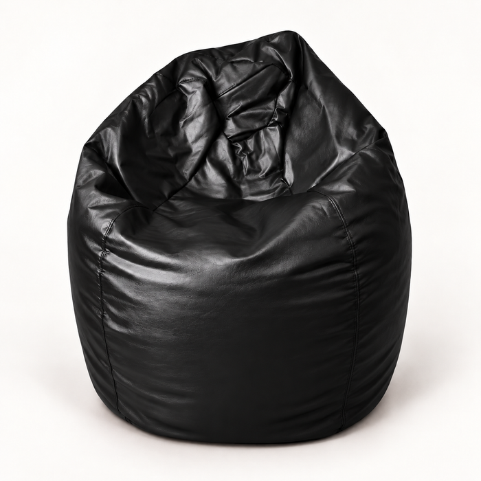 Puf pera XL de ecocuero negro Crisaldo